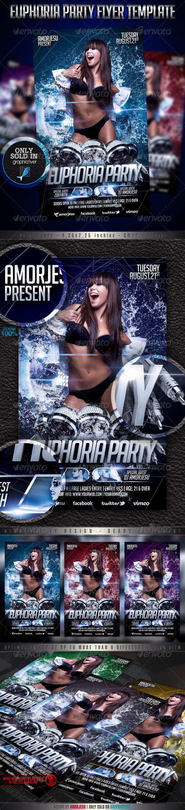 Euphoria Party Flyer Template, Print Templates | GraphicRiver