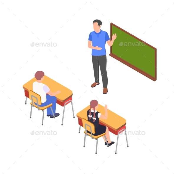 Charity Education Isometric Composition