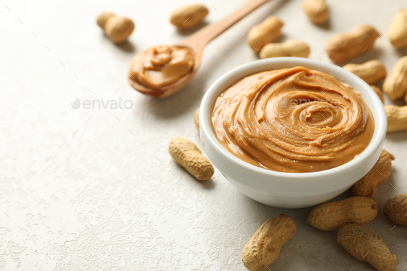 spoon of peanut butter Stock Photo