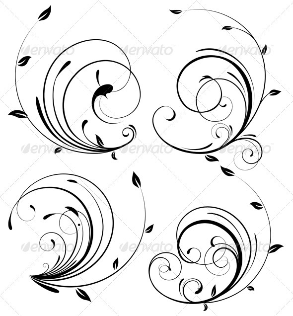 Floral elements - Flourishes / Swirls Decorative