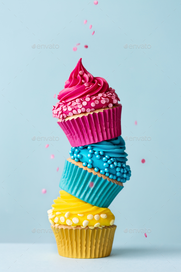 Stack of colorful cupcakes Stock Photo by RuthBlack | PhotoDune