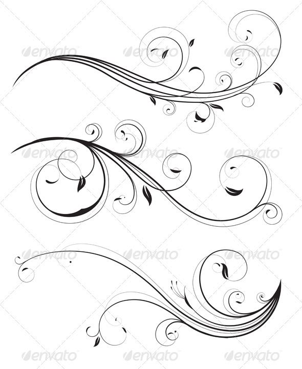 Floral elements - Flourishes / Swirls Decorative