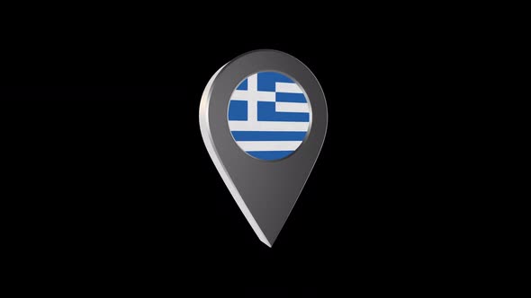 3d Animation Map Navigation Pointer With Greece Flag With Alpha Channel - 2K alt