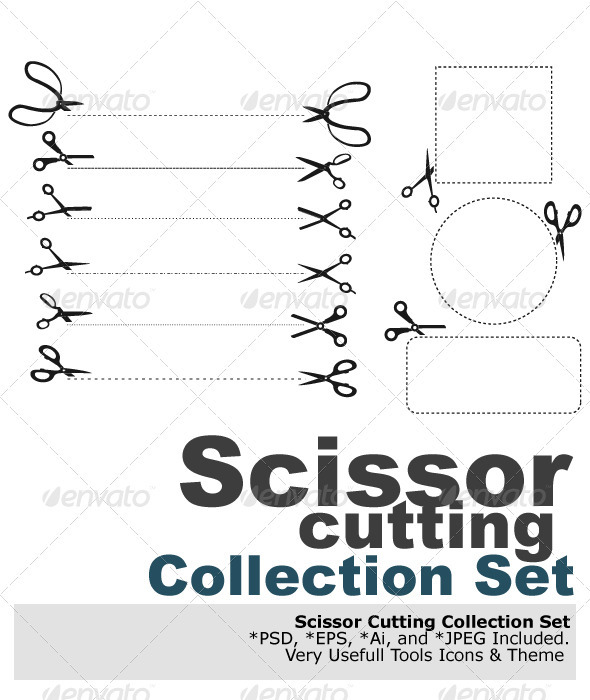 Scissor Cutting - Objects Vectors