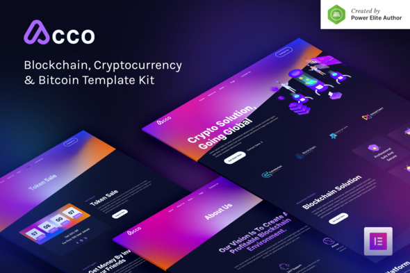 Acco – Blockchain Cryptocurrency & Bitcoin Elementor Template Kit