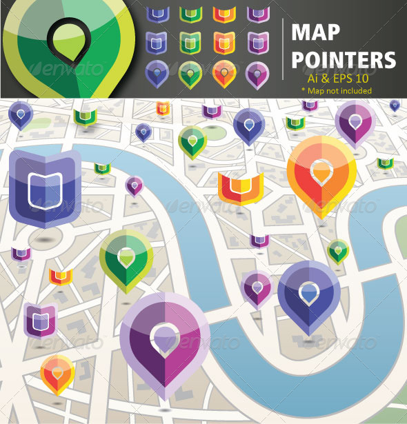 Map Pointers - Web Elements Vectors