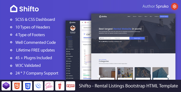 Shifto – Rental Listings Bootstrap HTML Template