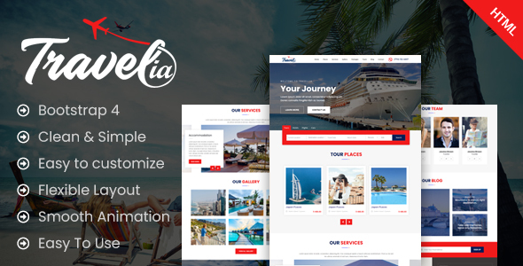 [DOWNLOAD]Travellia - Travel Landing One Page HTML Template