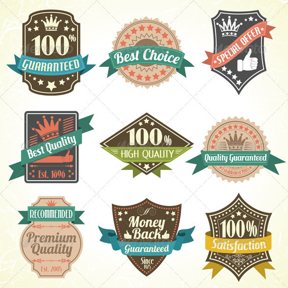 Quality and Guarantee Labels - Decorative Symbols Decorative