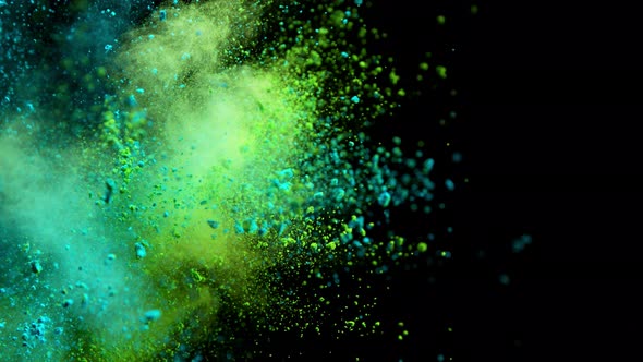 Super Slow Motion Shot of Color Powder Explosion Isolated on Black Background at 1000Fps alt