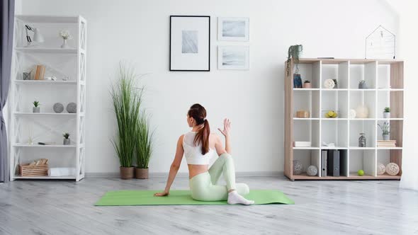Indoor Yoga Healthy Lifestyle Woman Workout Home alt