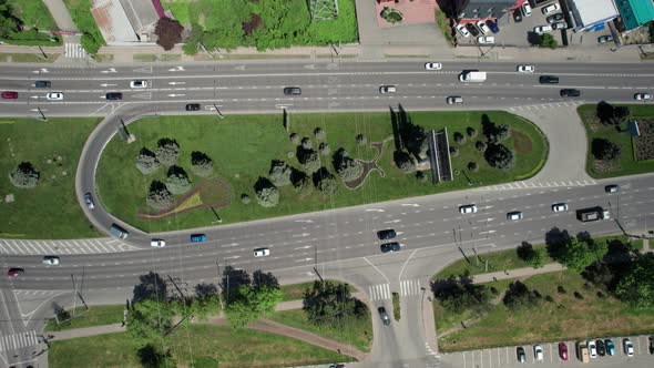 Directly Above View of Road with Traffic Road Infrastructure alt