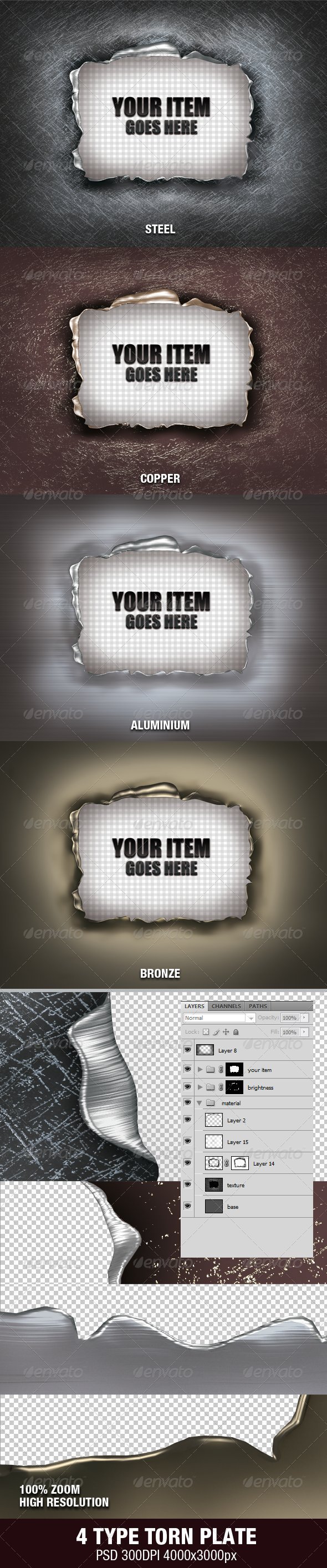 4 Type Torn Plates - Miscellaneous Photo Templates
