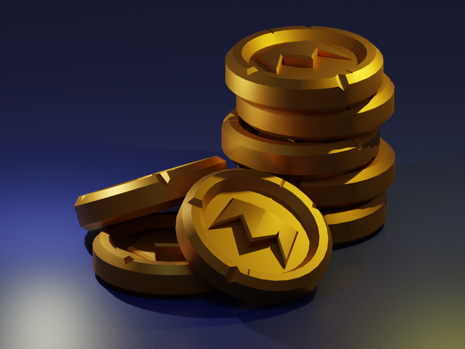 Gold coin Low poly 3D model