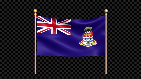 Flag Of Cayman Islands Waving In Double Pole Looped alt