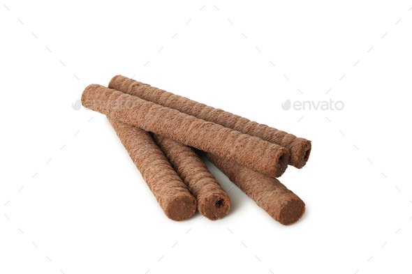 Chocolate Wafer Rolls Isolated On White Background Stock Photo By Atlascomposer