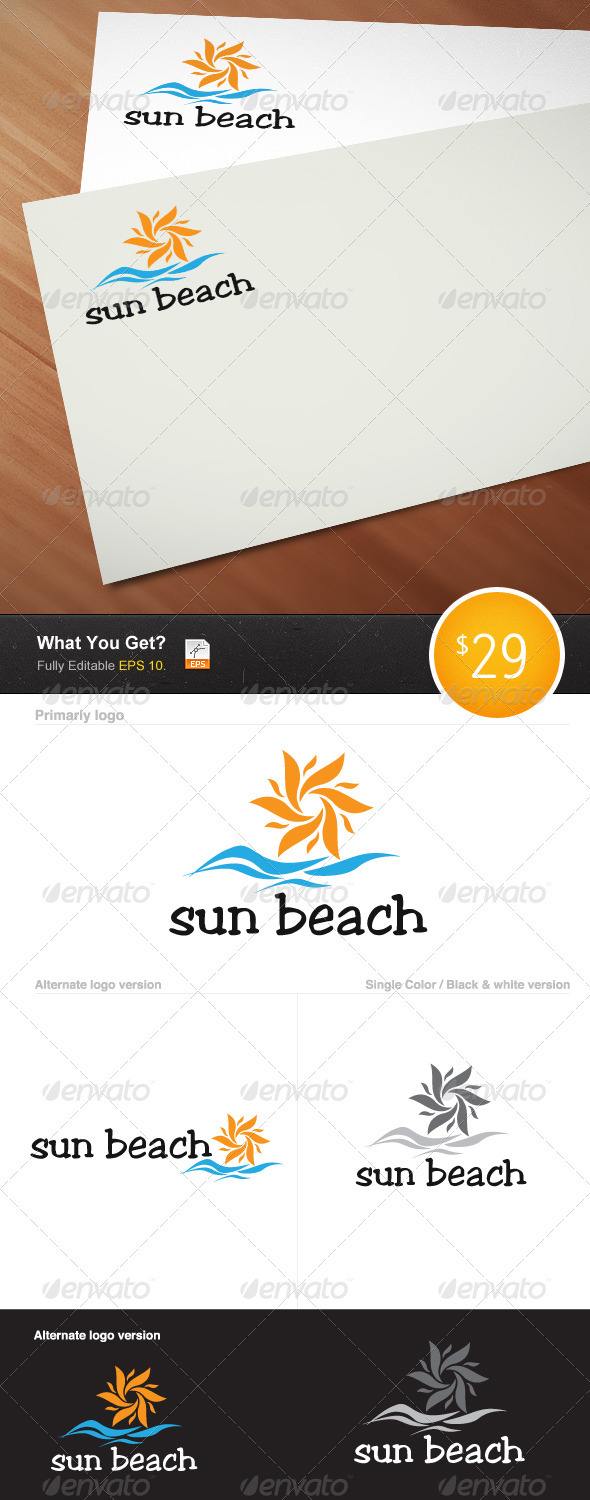 Sun Beach Logo - Nature Logo Templates