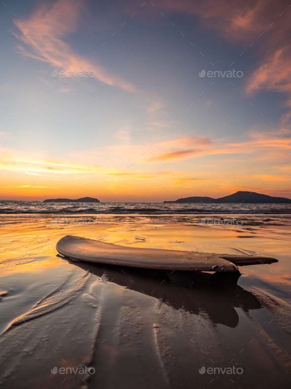 Surfboard on the beach - Stock Photo - Images
