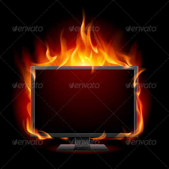 Burning monitor - Objects Vectors