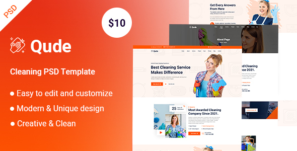 Qude- Cleaning PSD - ThemeForest 31040807