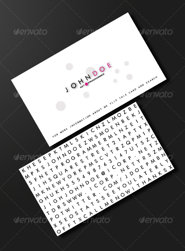 Word Search Business Card - Creative Business Cards
