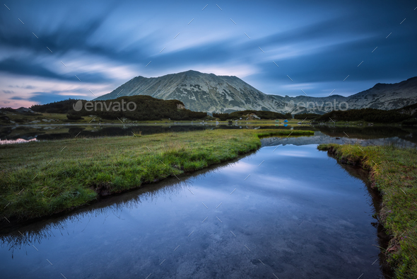Mountain peak in the blue hour - Stock Photo - Images
