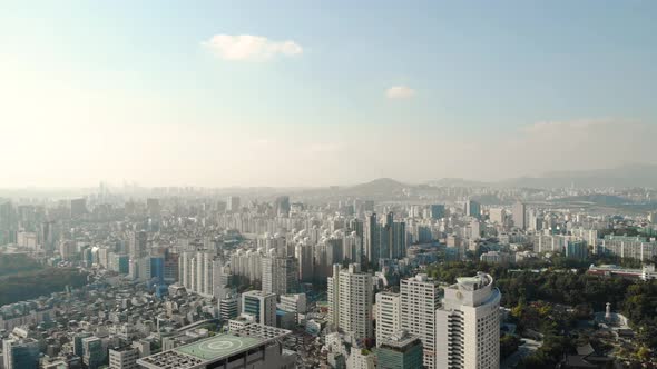 Aerial Footage of Korea City, Seoul Cityscape, Skyline , Gangnam. alt