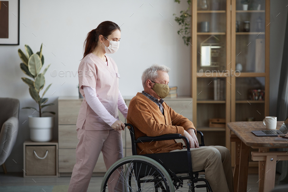 Senior Man Wearing Mask at Retirement Home - Stock Photo - Images