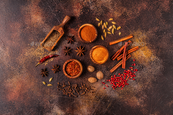 Spices ingredients for cooking. Spices concept.