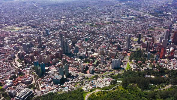 Bogota Colombia Panoramic View Buildings and Vegetation Aerial View of the City Center