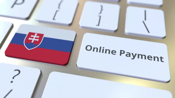 Online Payment Text and Flag of Slovakia on the Keys