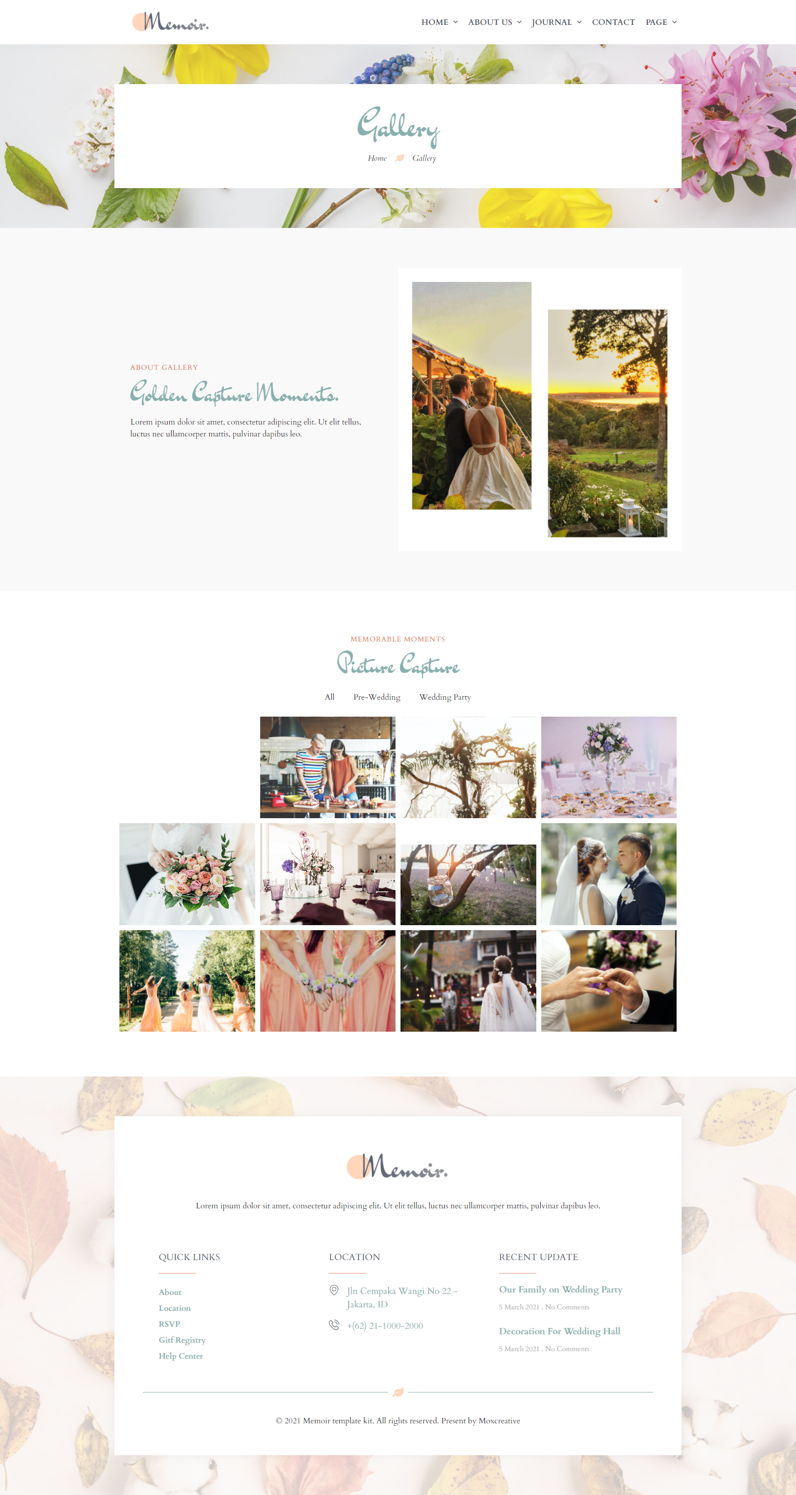 Memoir Wedding Event Party Organizer Elementor Template Kit By Moxcreative