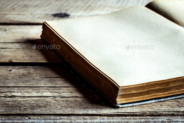 Book on wooden background. reading, old book, secret book, one booke