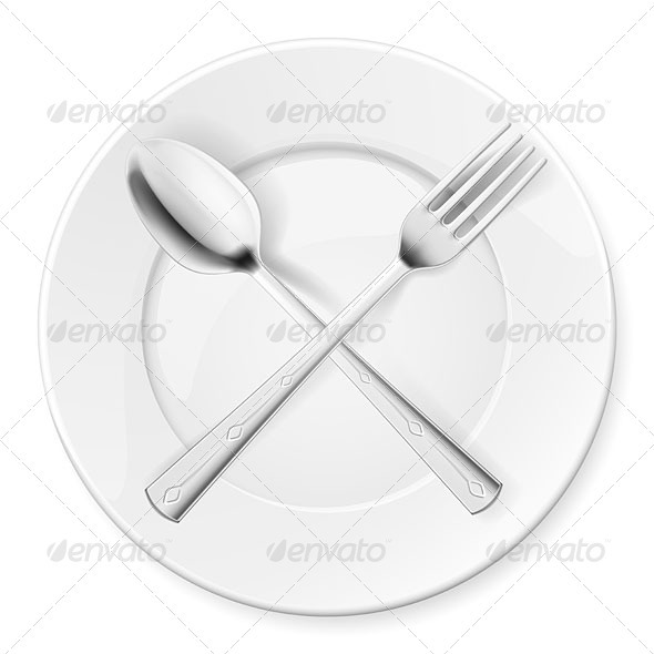 Spoon, fork and plate - Health/Medicine Conceptual