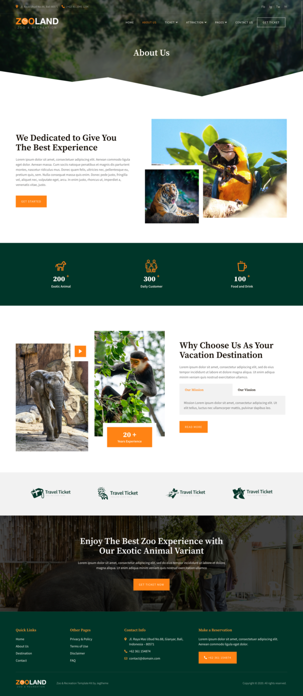 Zooland – Safari & Zoo Elementor Template Kit by jegtheme | ThemeForest