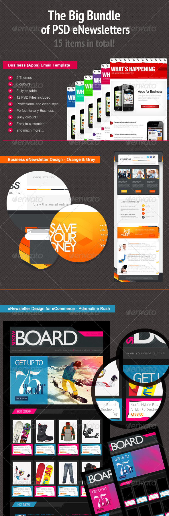 Bundle of Business and eCommerce eNewsletters - E-newsletters Web Elements