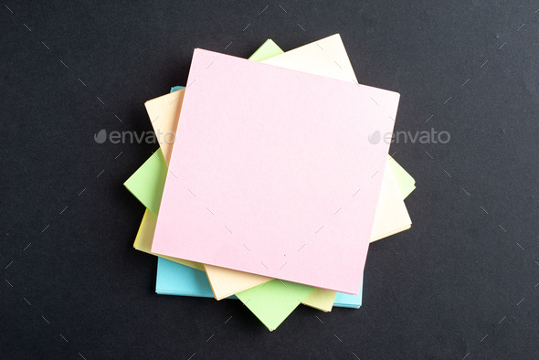 Many Colorful Sticky Notes Black Background Stock Photo by