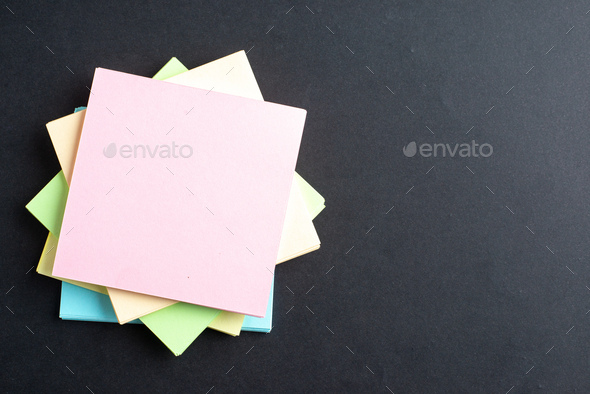 Many Colorful Sticky Notes Black Background Stock Photo by