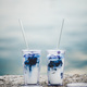 Take away blue iced matcha latte drink in glasses - PhotoDune Item for Sale