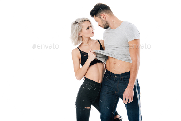 cropped shot of man taking off bra from sexy girlfriend Stock Photo by  LightFieldStudios