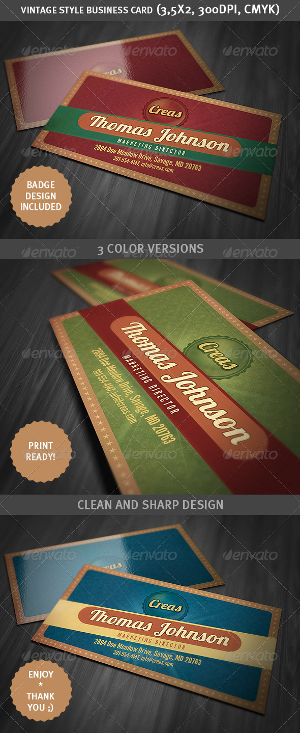 Vintage Style Business Card - Retro/Vintage Business Cards