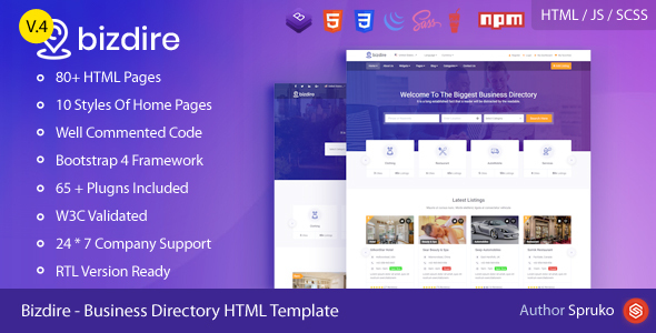 Bizdire – Business Directory HTML Template
