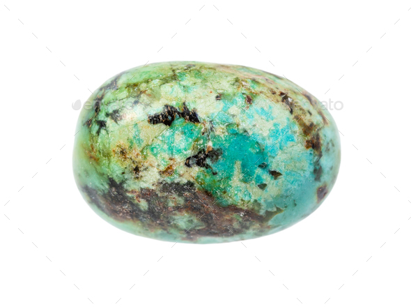 rolled Turquoise gemstone isolated on white