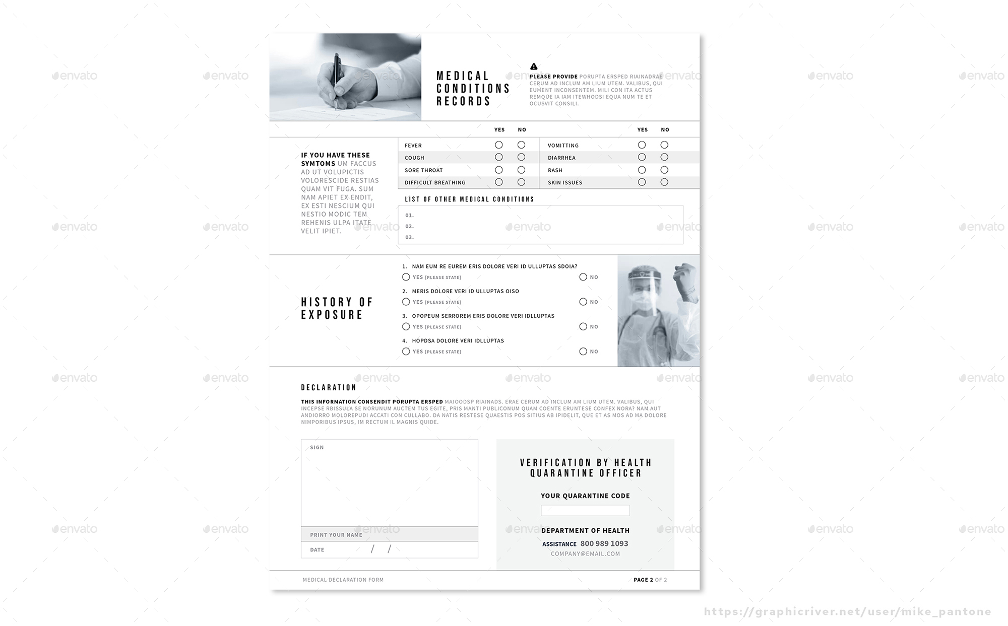 Medical Declaration Form 02, Print Templates | GraphicRiver