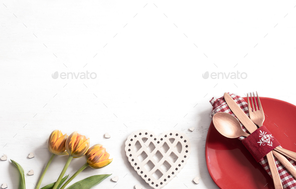 Heart shaped plate with heart shaped marshmallows, flat lay. Stock Photo by  puhimec