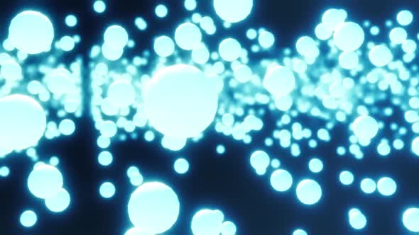 dynamic background of randomly moving blue light spheres alt