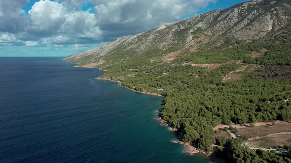 Aerial view over croatian island alt