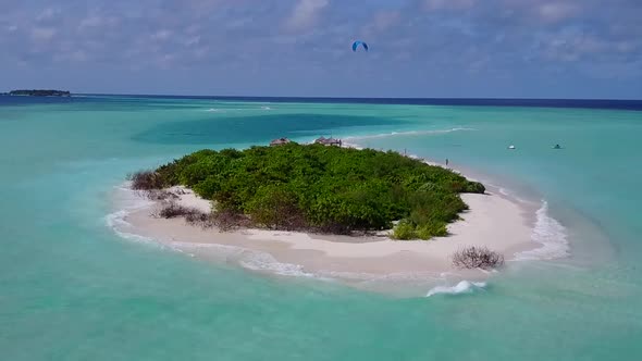 Aerial sky of marine shore beach time by blue ocean with sand background alt