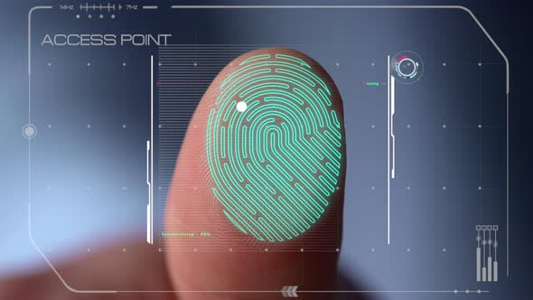 Biometrical Scanner Processing Finger Print Identifying User Access Close Up alt