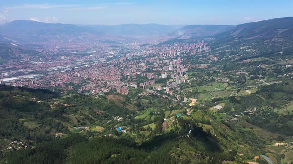 The Medellin City Aerial View of Latin American City